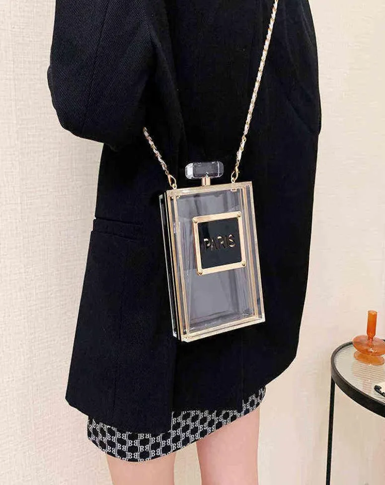 Mode parfymflaskväskor för kvinnor 2021 kvinnor039s lyxiga kopplingar handväska crossbody axelpåsar laides akrylbox kväll b9199592