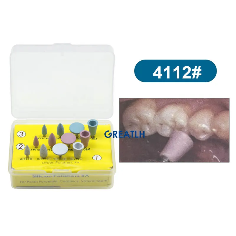 Trzy typowe wybory Zestaw do polerowania dentystycznego RA Silikonowe polerki dentystyczne narzędzia dentystyczne 12PCS/zestaw