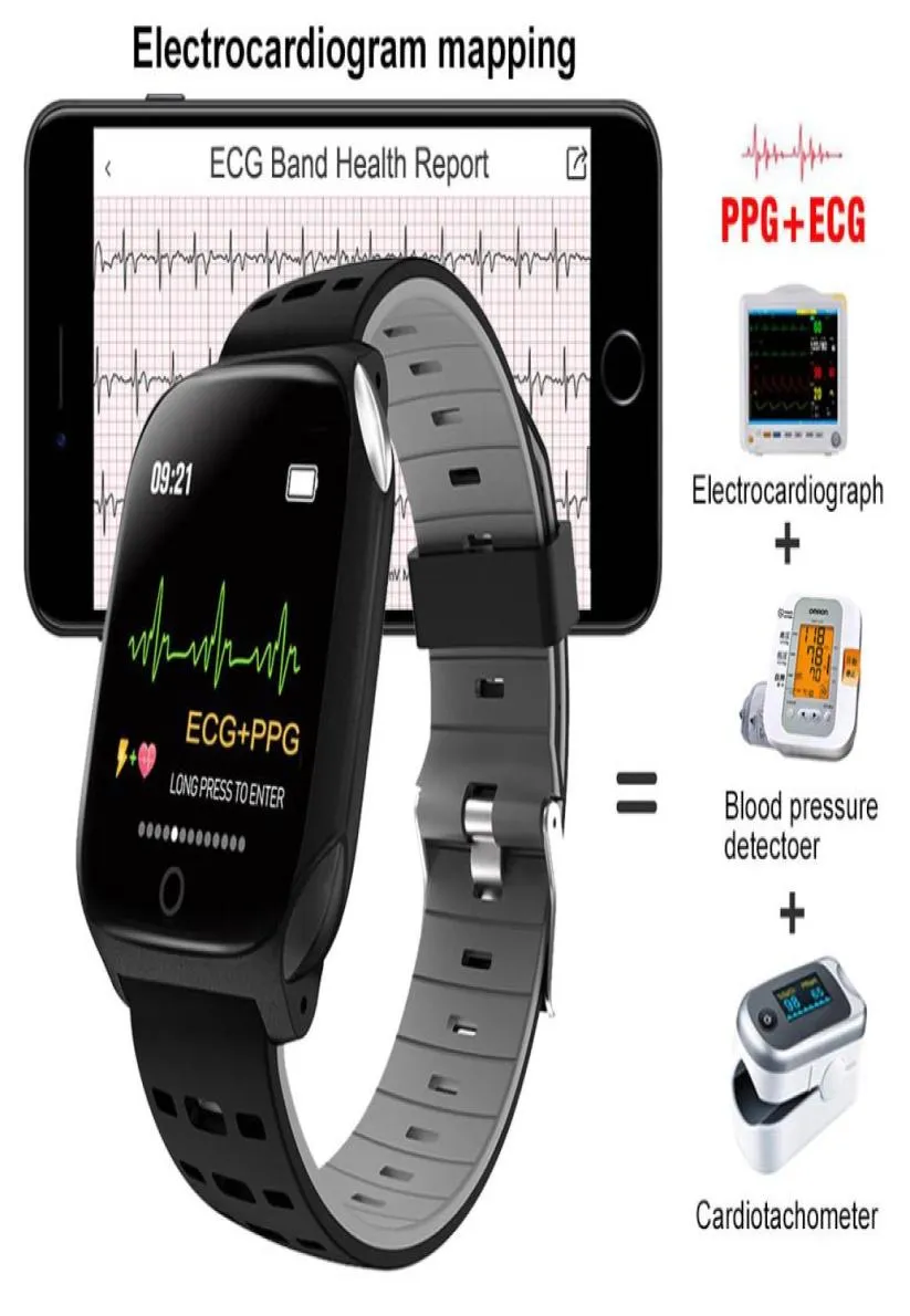 Männer Frauen Elektrokardiogramm Smart Watch EKG PPG Fitness Armband Blutdruck Herzfrequenz Schlafmonitor Sportuhr Gesundheit Armbandwristw4154278