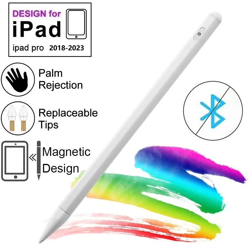 Palm Reclectionの高速電荷を備えたiPadの場合、スタイラスペンと互換性があります（2018-2023）Apple iPad Pro /Air iPad /Mini。