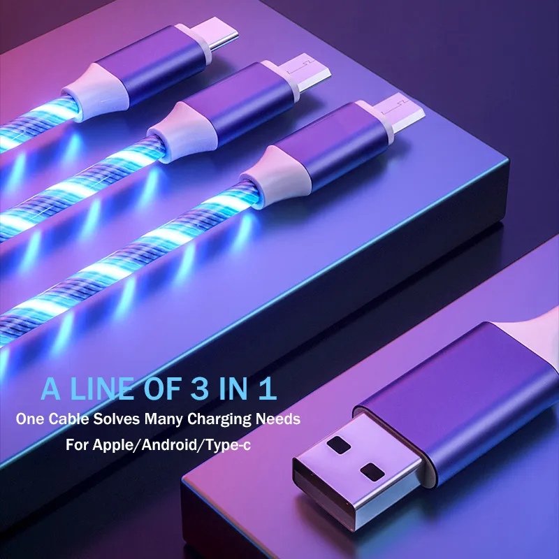 Cordon d'écran LED de câble Micro USB Type C pour iPhone 14 13 12 Xiaomi Poco Oppo Redmi Realme Phone Fast Charging Charger Charger Wire