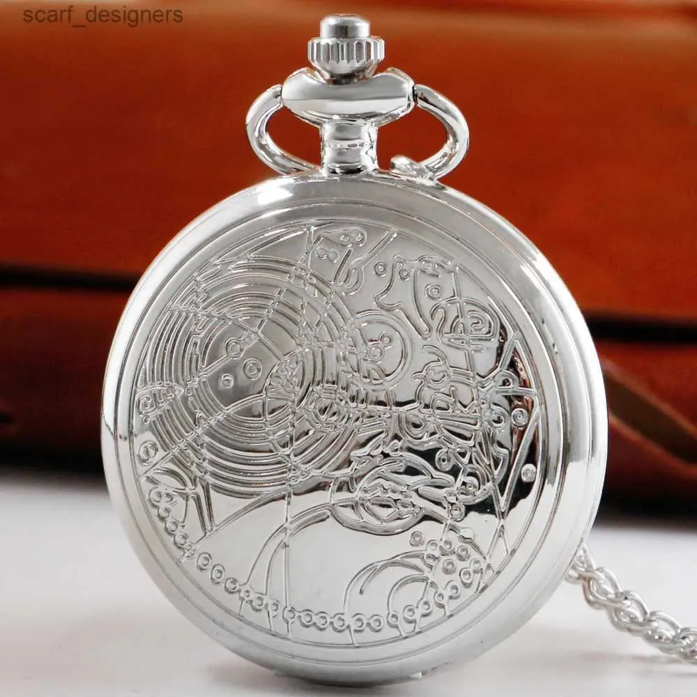 Pocket Watches Dropshipping Pocket Antique Roman Number Fob Steampunk Pendant Chain Clock Necklace Best Gift for Man Women Y240410