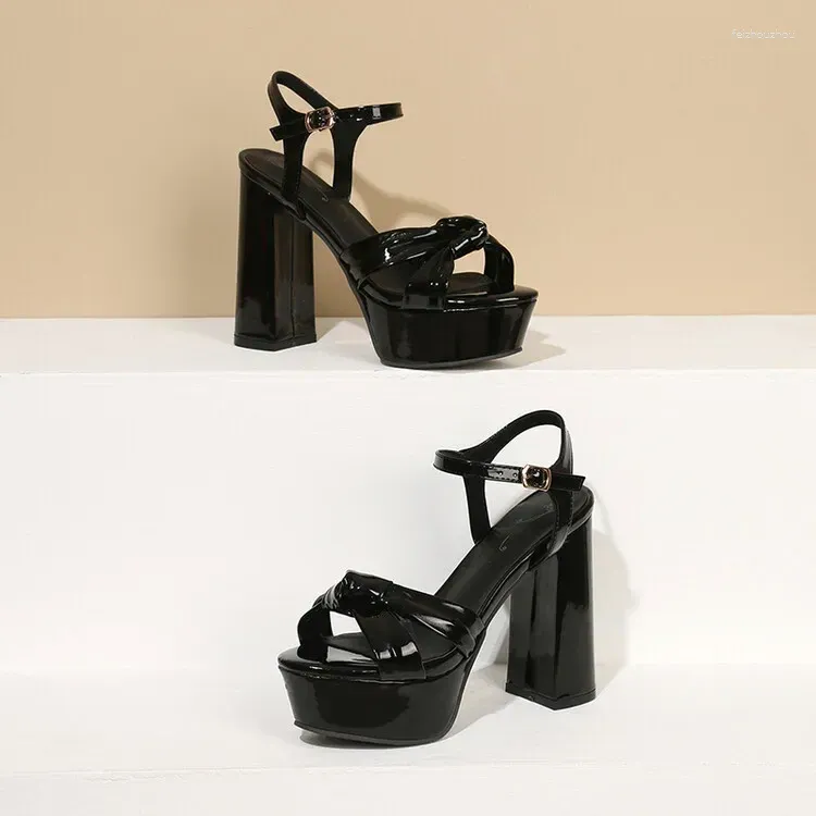 Zapatos Mujer Sandals 744 2024 Kvinnors designers Peep Toe Tjock High Heels 12,5 cm Party Wedding Platform Shoes Plus A-0133