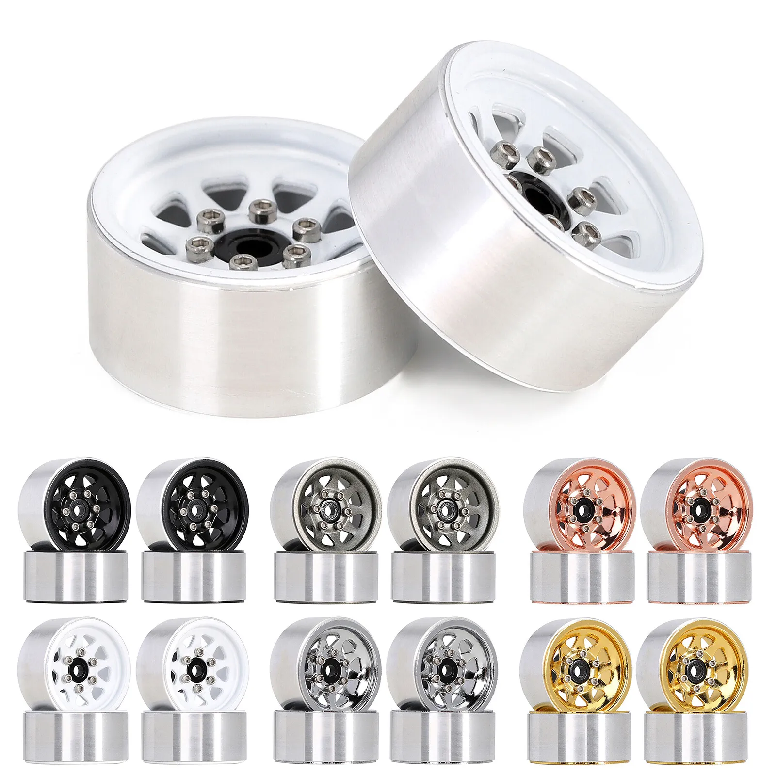 Rc Silver Rims RC Beadlock Wheels Rims 1/18 1/24 TRX4M SCX24 Crawler RC Car Alloy ...