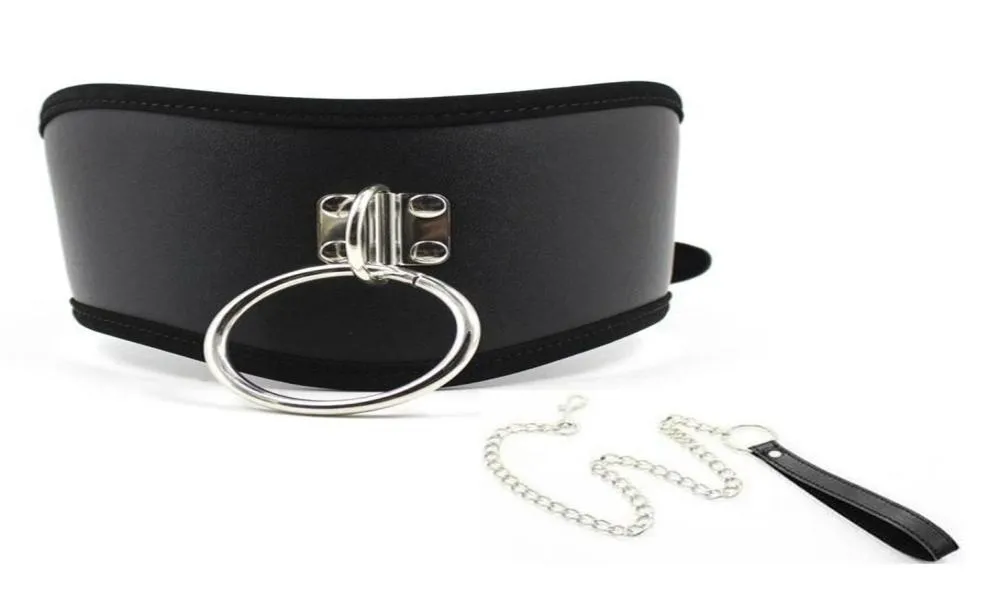 Locking Posture Collar With O Ring Leather Neck Choker Collar Restraint Neck Bondage Harness BDSM Sex Toys Y181024058394131