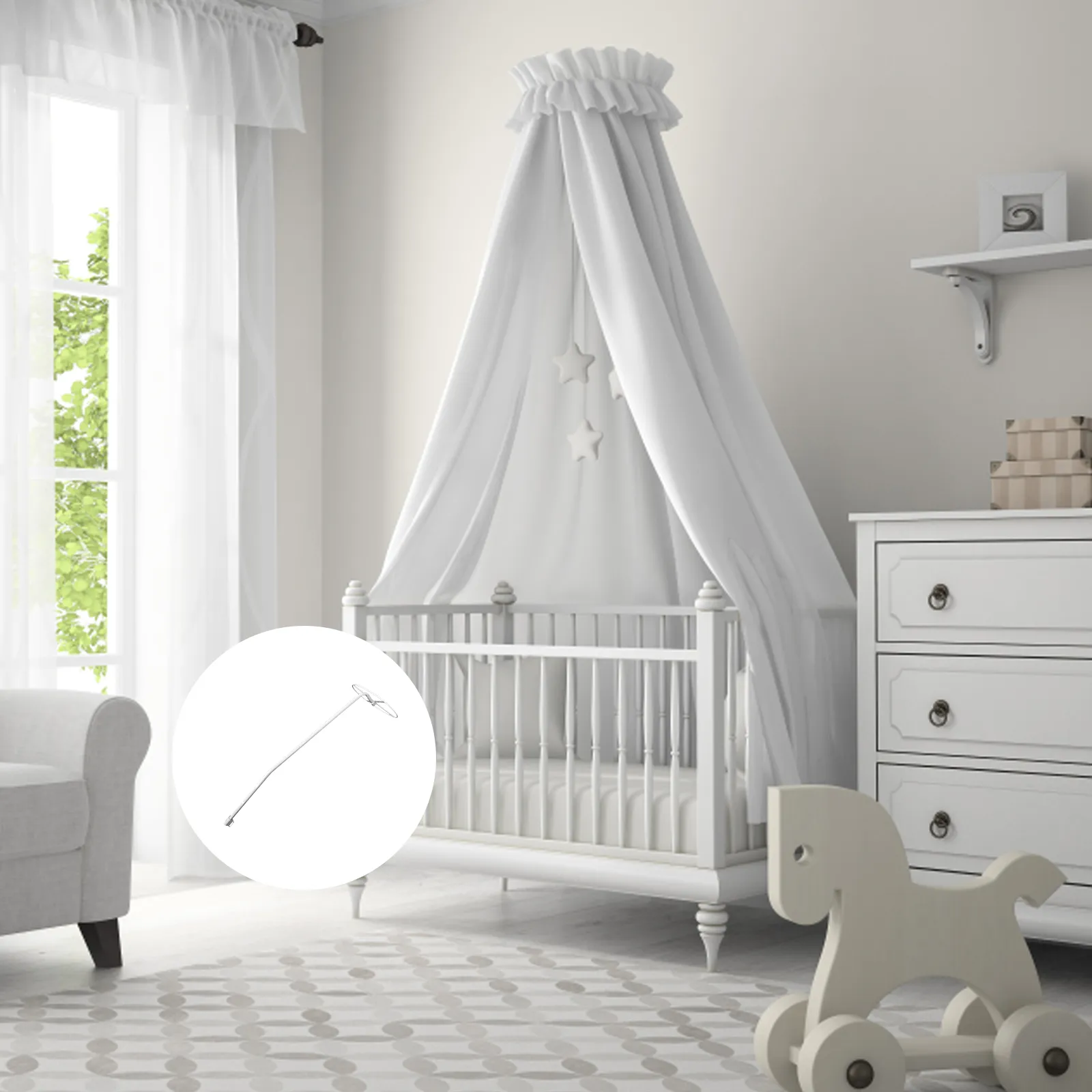 Net Myggstativ Crib Holder Canopycot Rack Bracket Bed Montering Racks Metal Drape Ring Support Hemtillbehör justerbar