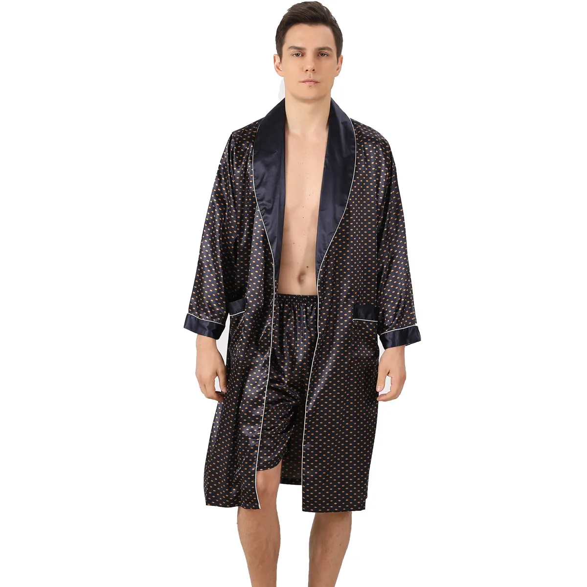 Mens Satin Kimono Robe Set Long Sleeve Cardigan Bathrobe Gown Plus Size 3XL For Home Sleepwear From Homepro2 33.53 DHgate.Com Better Than Old Navy