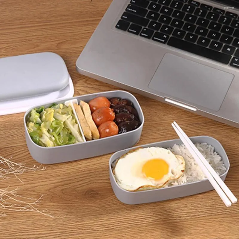 Trabajo de vajilla Microondas Bento Caja desmontable Agradables Almuerzo de doble capas Almuerzo reutilizable Escuela de almacenamiento de estilo japonés con cubiertos