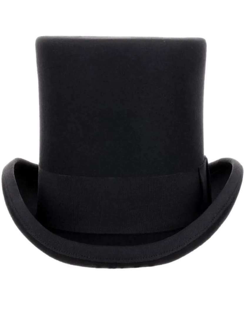 135 cm High 100 Wool Top Hat Satin fodrad President Party Men039s Felt Derby Black Hat Women Men Fedoras60241961813590