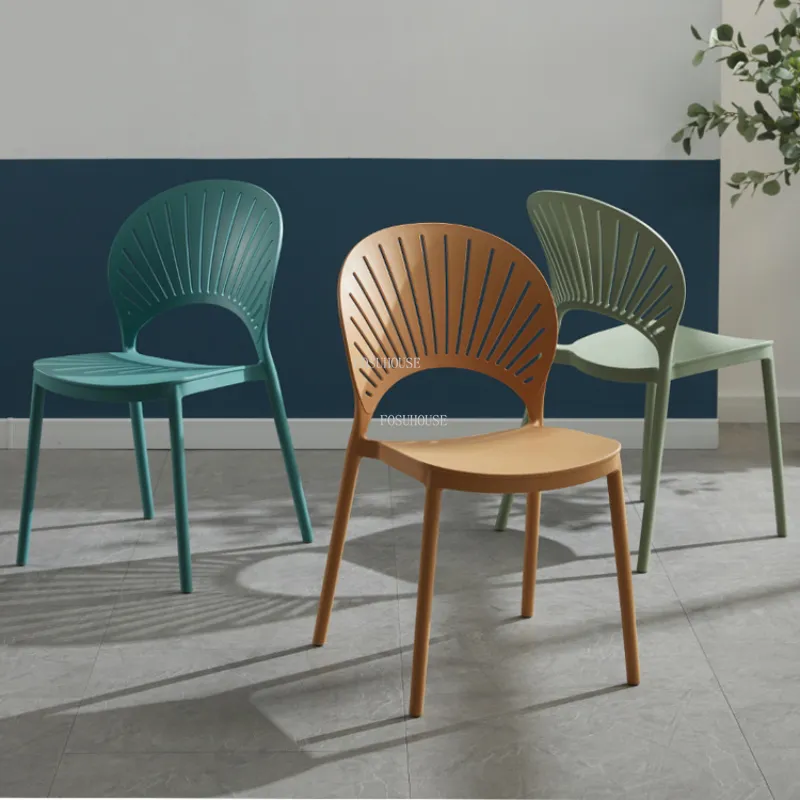 Modern Dining Chair Set - Nordic Style Plastic Chairs, Simple Backrest ...