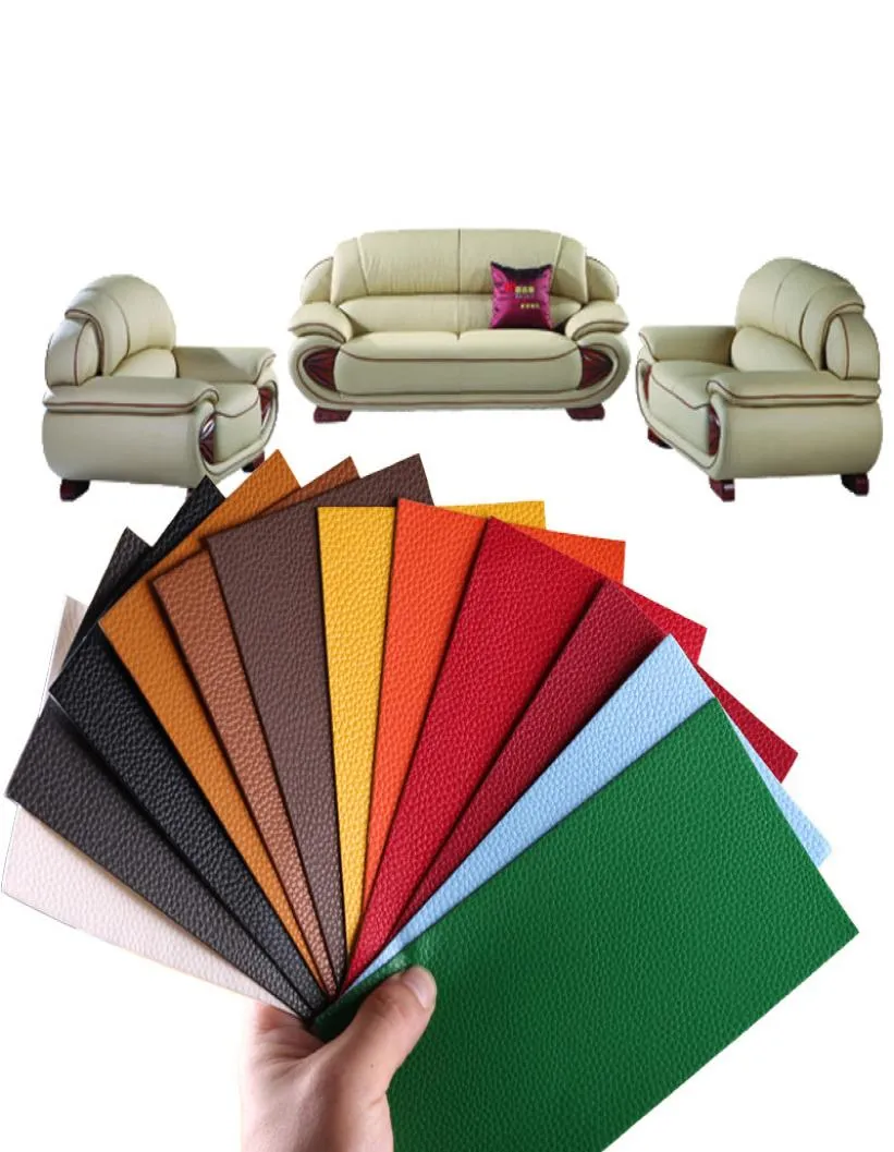 Själv vidhäftning litchi faux syntetiska läderlappar stor storlek flerfärgad pu soffa hålreparation bil klistermärke dekoration vattentät5273447