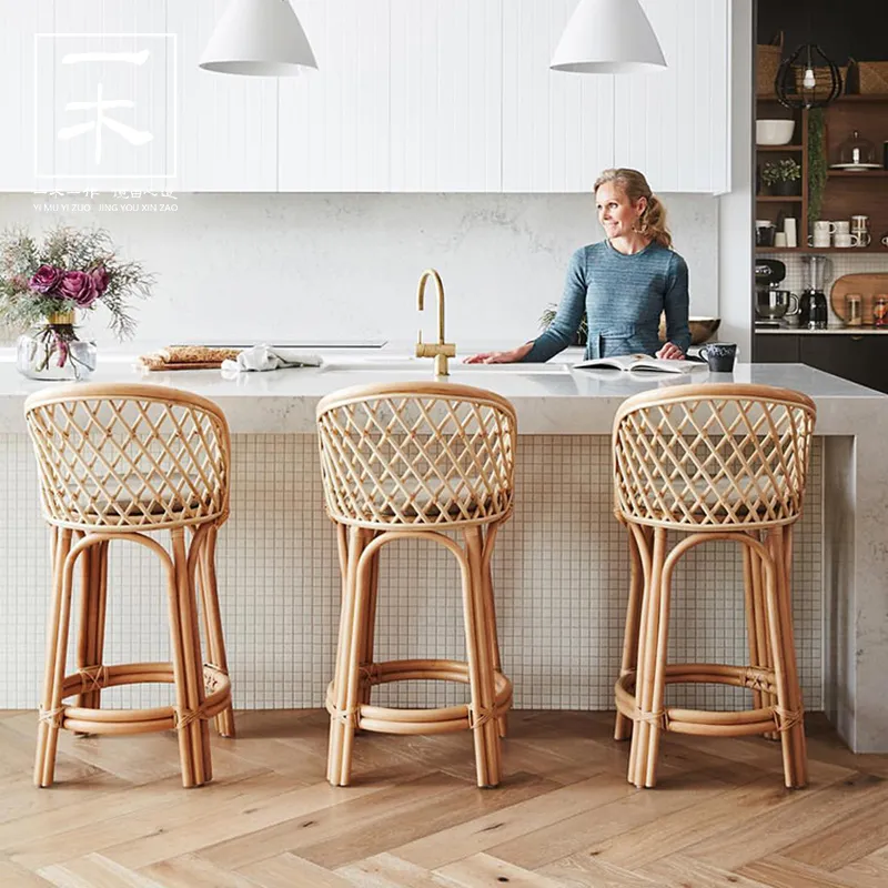 Swivel Bar White Wicker Bar Stools HOMCOM Set Of Adjustable Swivel