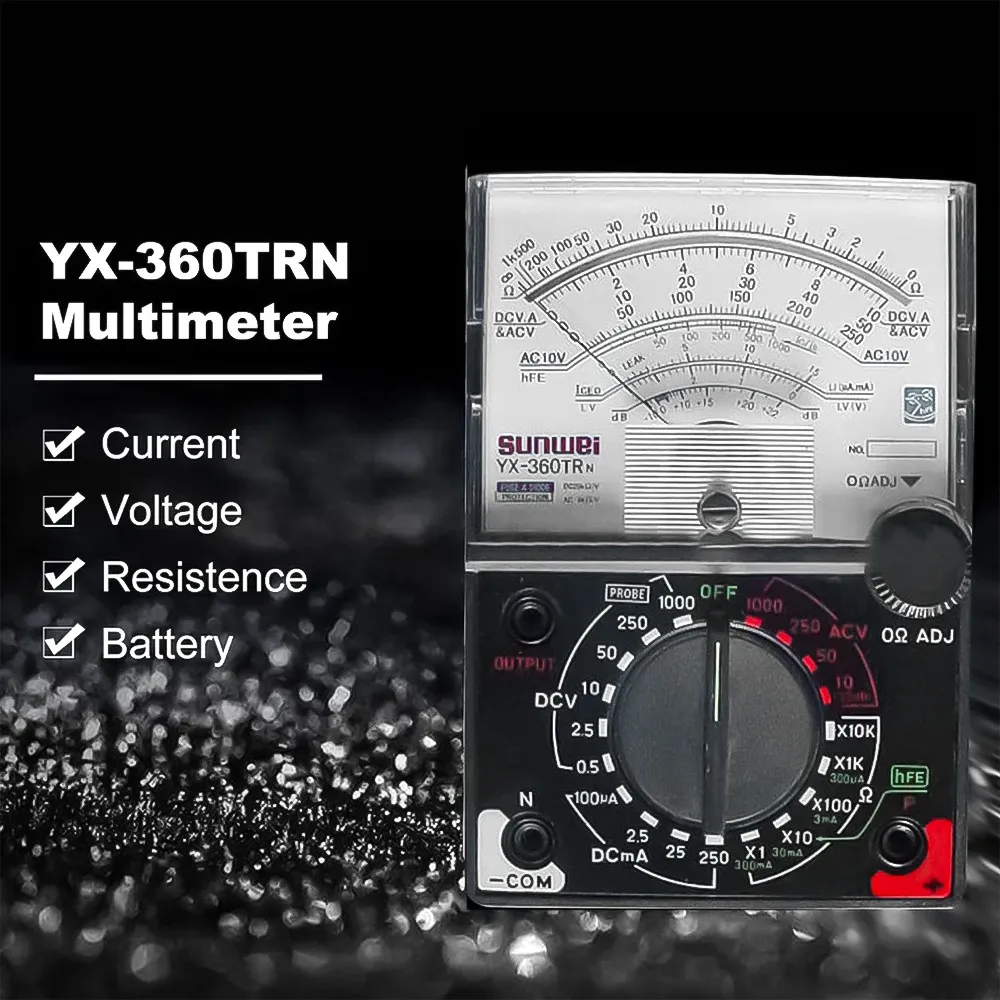 YX-360Trn AC DC 1000V Tension de tension Testeur Handheld Pointer Pointer Multimètre Voltmètre Voltmètre avec stylo à buzzer