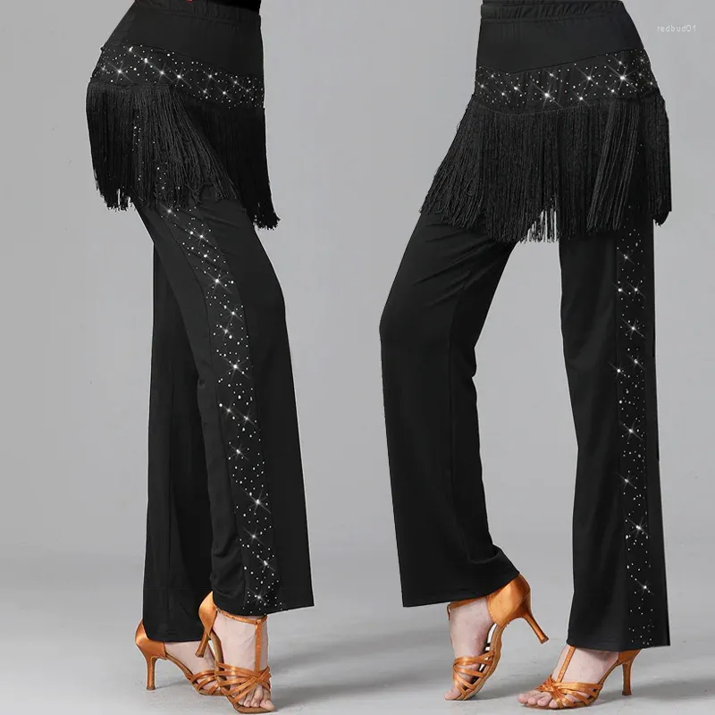 Stage Wear Latin Dance Sequined Fringed Jitterbug Pants Tassel Ballroom Dress Standard