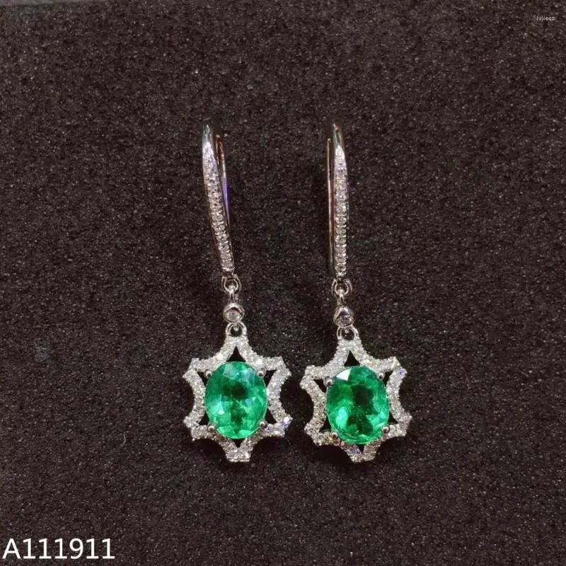 Pendientes colgantes KJJEAXCMY Joyería fina 925 STERLING Silver Controlada Natural Emerald Classic Damas Detección de soporte de damas