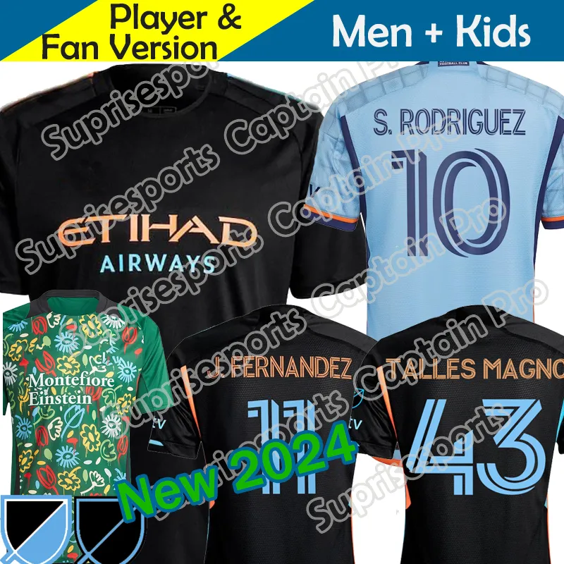 New York City FC 2023 2024 Jerseys de futebol Kit Kit Men 23/24 Camisa de futebol Casa primária NYCFC Sky Blue Away Black Tailles Magno Fernandez Rodriguez Keaton Uniforme masculino