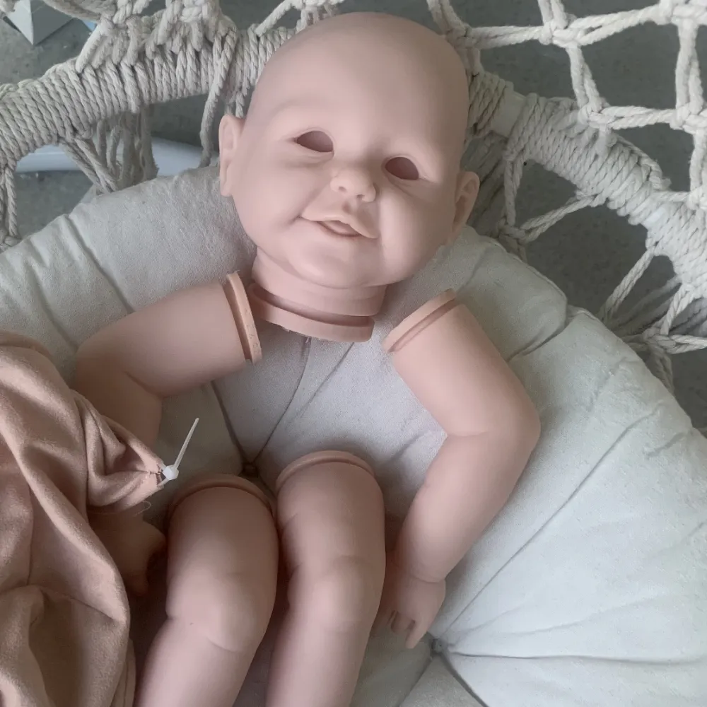 20inch wiedergeborenes Babypuppen -Kit unfertigte Lächeln Baby Abigail frische Farbpuppenteile mit Körper und Augen