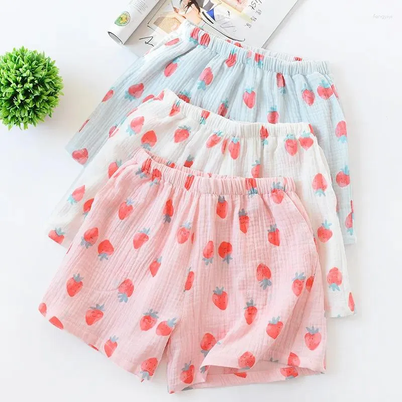 Women's Sleepwear Cotton Ladies Summer Shorts Cute Strawberry Print Pants Elastic Waist Women Bottoms Loose Sleep