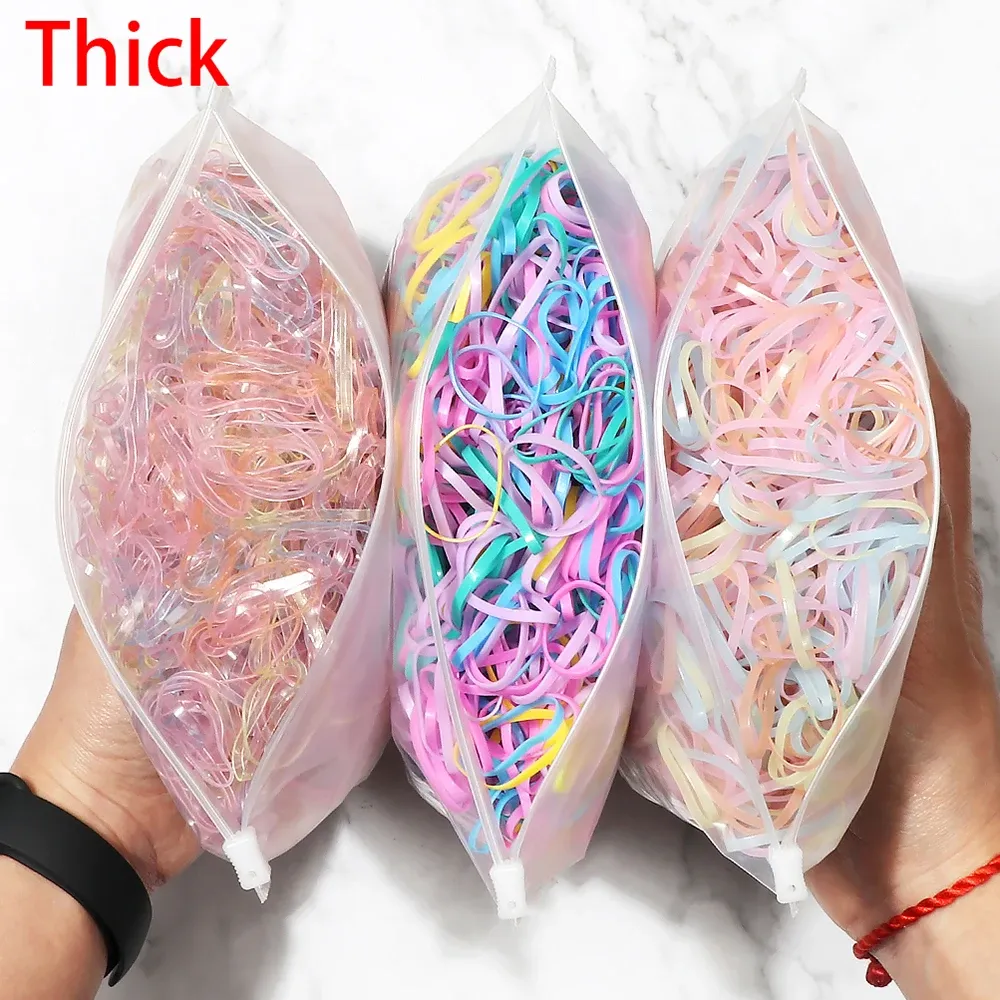 500pcs/embalagem Bandas de cabelo elásticas descartáveis coloridas para garotas de girl scrunchie belbor de cabelo acessórios para cabelo laços de cabelo suporte de rabo de cavalo