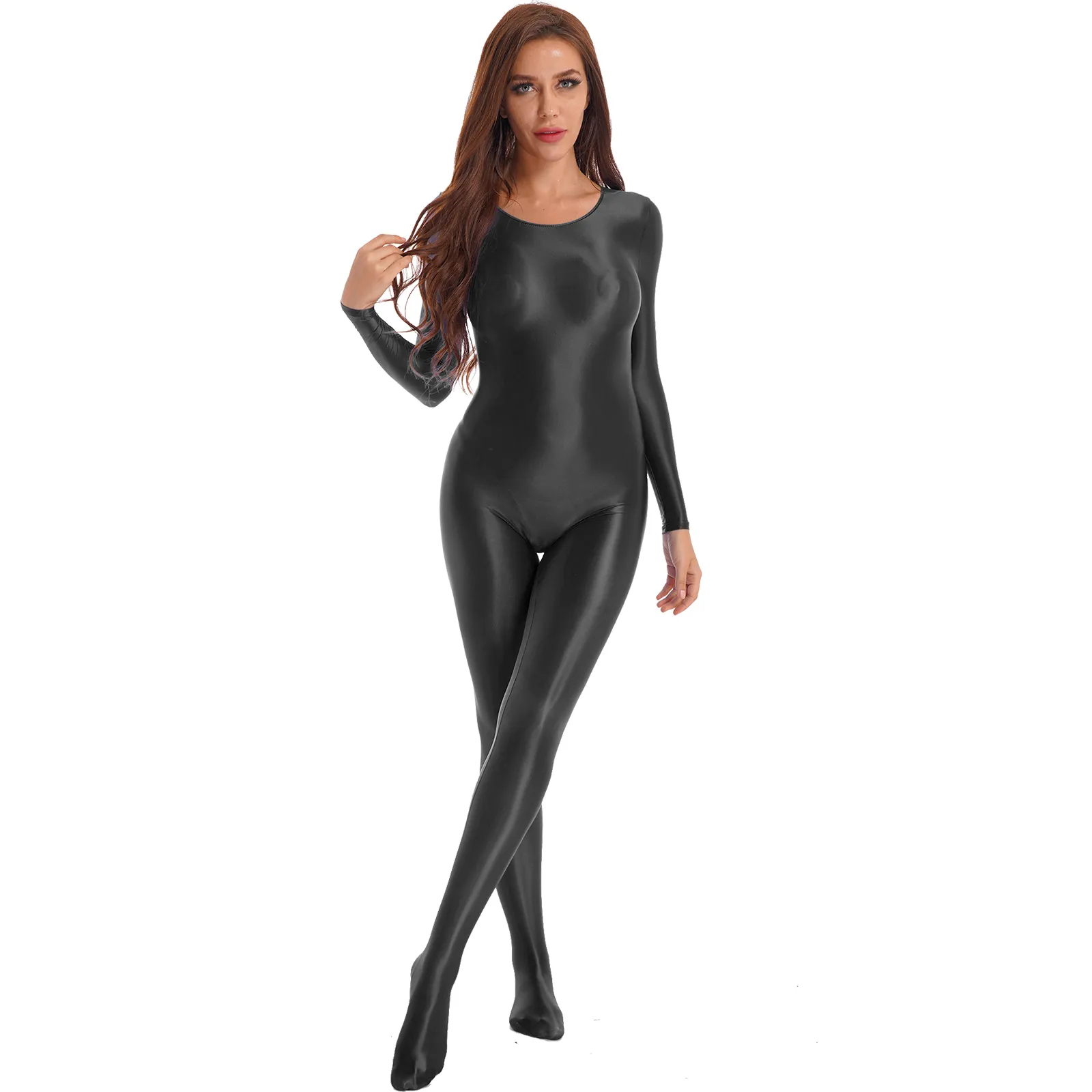 Shiny Oil Womens Full Body Pantyhose Lycra Jumpsuit With Long Sleeves For Yoga Gymnastics And Athletic Activities From Homepro11 15.72 DHgate.Com