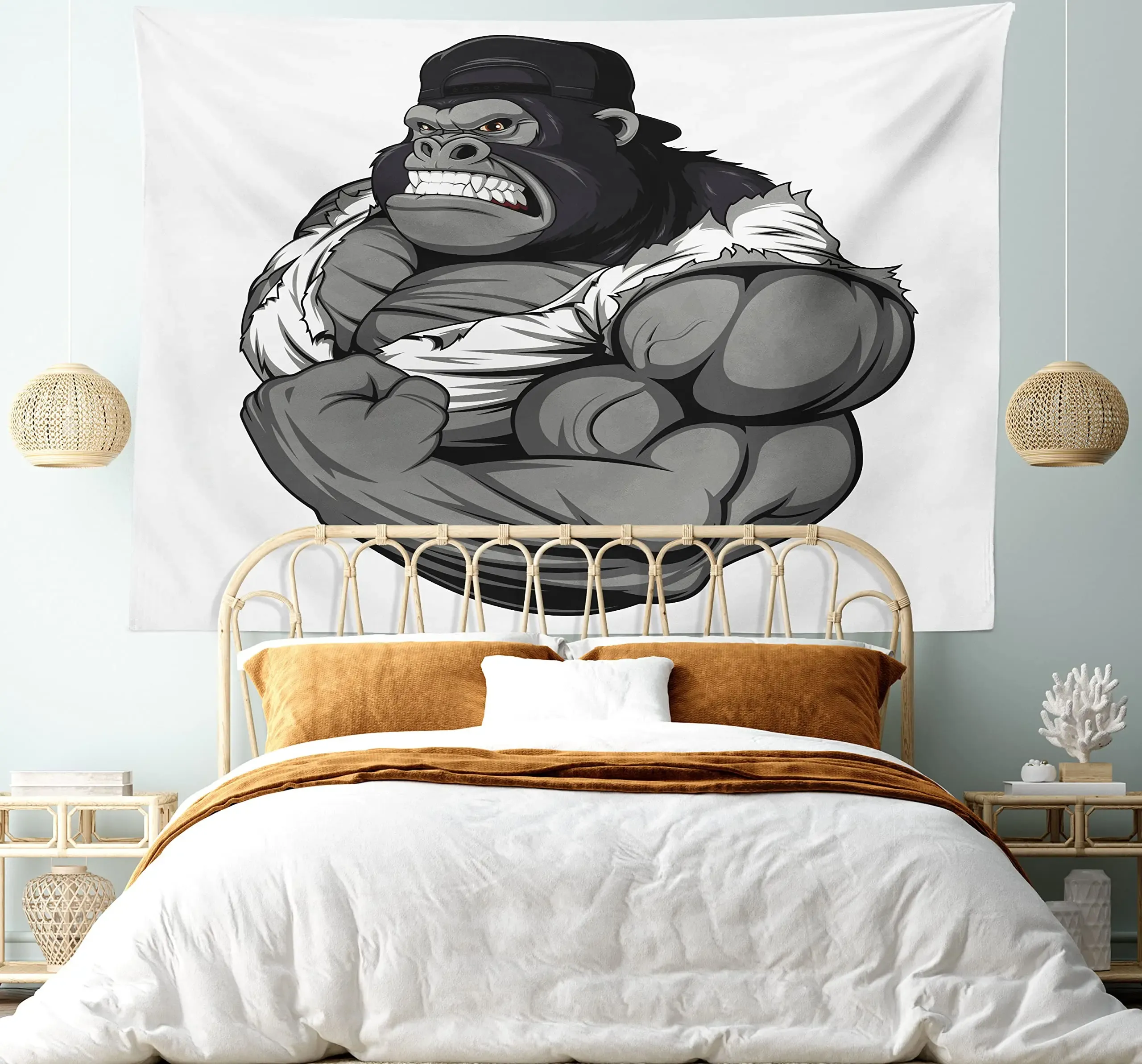 Забавные животные гобелен хиппи прохладный горилла курить сигара гобелена стена висит спальня дикий животный орангутан