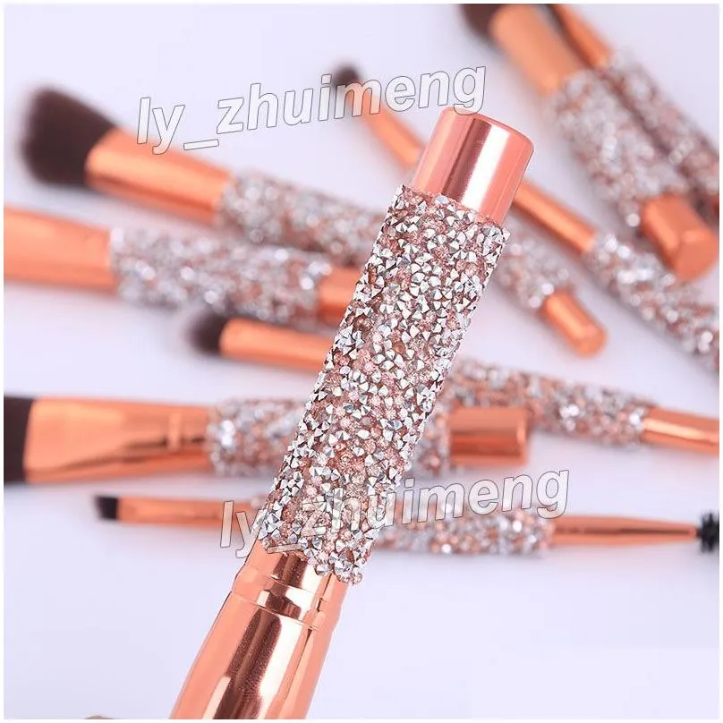 Makeup Brushes Diamondstudded brush 10pcs set Foundation Powder Brushes Eyeshadow Contour Concealer Blush Eyeliner Brow Cosmetic