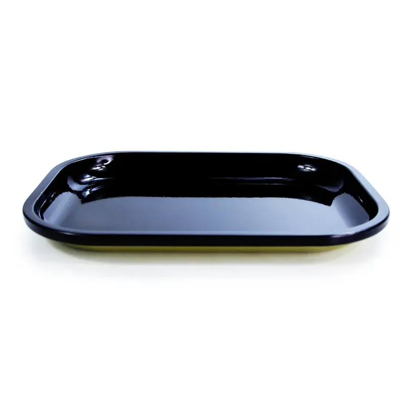 Pure Black Color Without Logo Rolling Tray Metal Tobacco 180x140mm Roll Tin Case Spice Tinplate Plate Cigarette Storage Smoking Dish Herb Trays Small Hand Roller