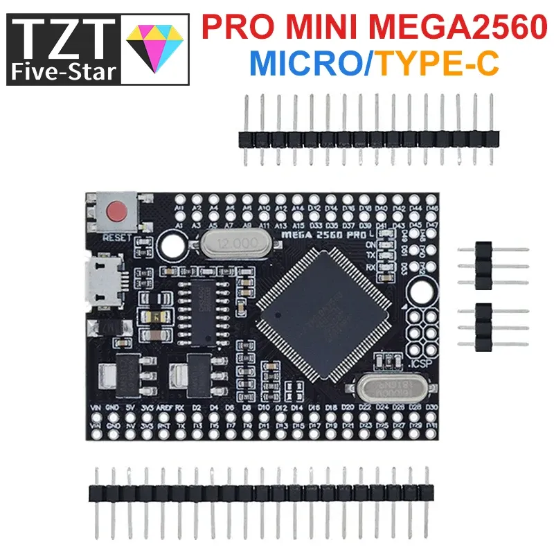 TZT MEGA 2560 PRO ENTRAMBI CH340G/ATMEGA2560-16AU CHIP con pinhead maschi compatibili per Arduino Mega2560 Fai da te