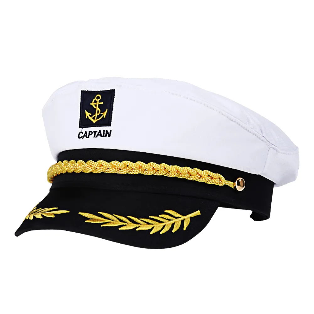 Captain Sailor Boat Hat - Classic White Yacht Cap for Men