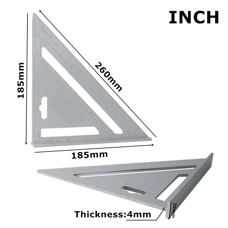 7''/12 Triangle Ruler Square Angle Protractor Aluminum Alloy Right ...