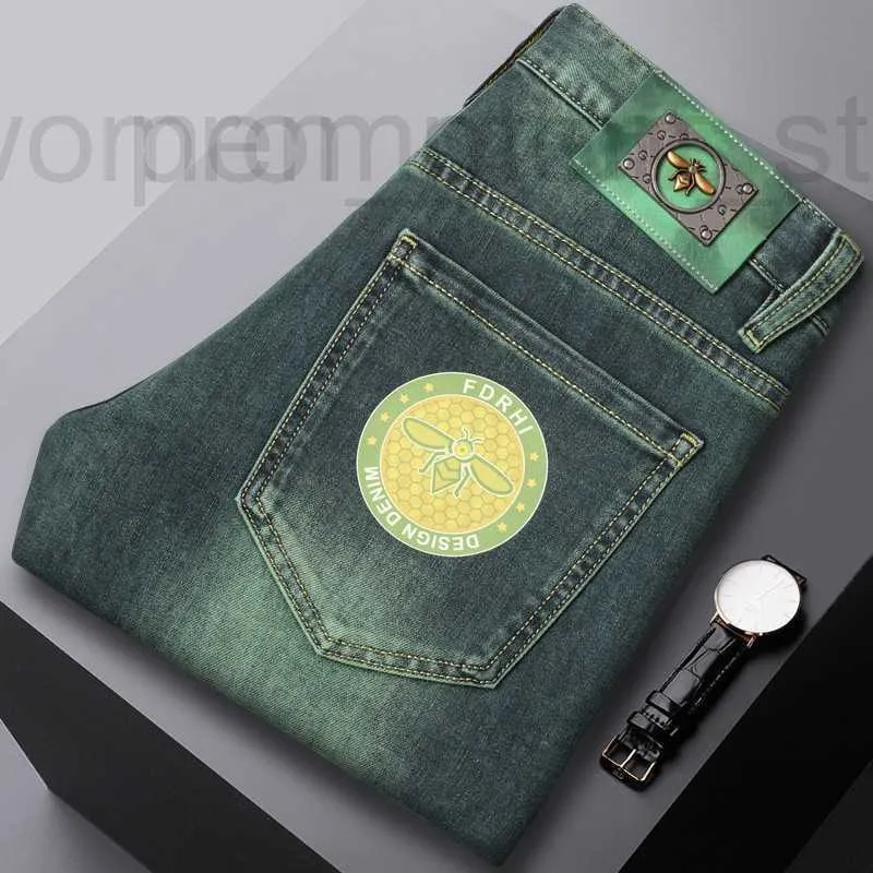 Jeans designer de jeans 2024 Produto de primavera com pequeno ft, fit slim, marca de algodão na moda, jovens coreanos grn ccu0 1p0i