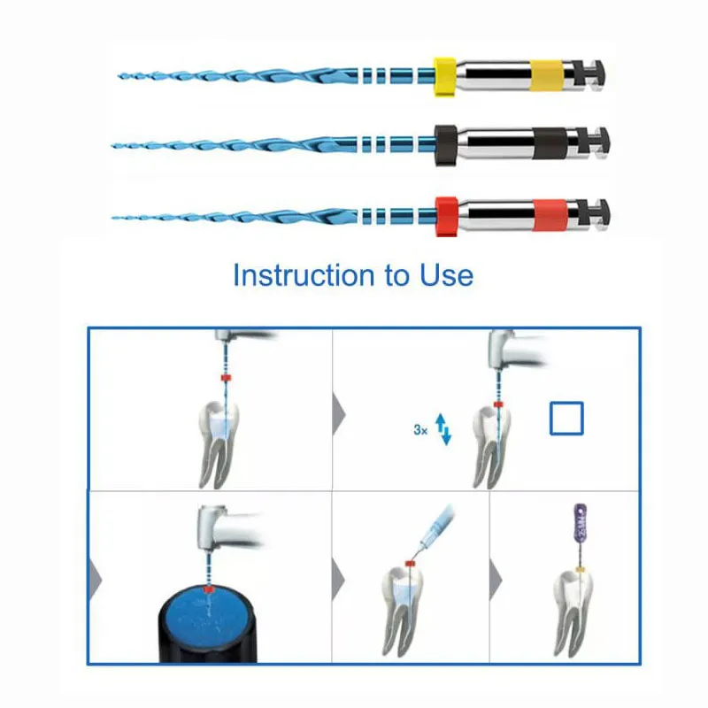 6pcs/caixa dental recíproco arquivos endodônticos azul niti Calor Ativado Os arquivos rotativos de 25 mm usam para a ferramenta de odontologia de canal raiz