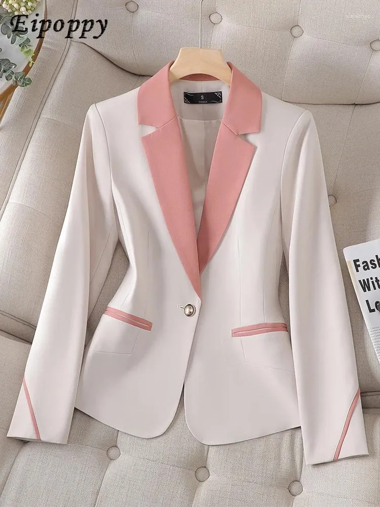 Abiti da donna per ufficio a maniche lunghe donne blazer formale donna beige blu marrone femmina lavoro lavoro indossare una giacca sottile per l'autunno inverno