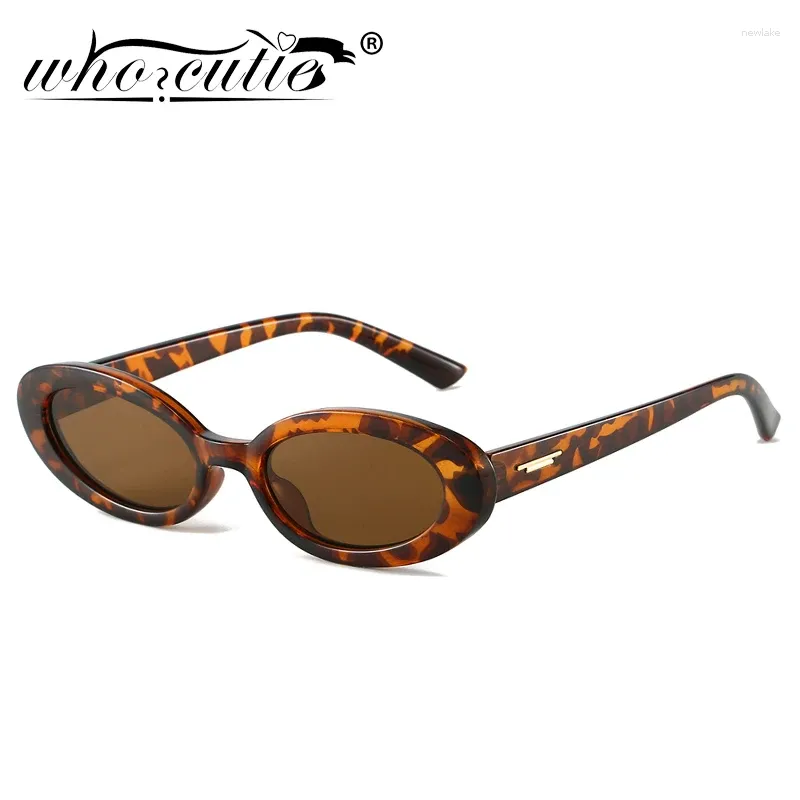 Lunettes de soleil Tendance 2024 Tortoise Ovale Femmes Men Brand Designer Vintage Rivets étroits Green Cat Cat Oeil Cadre des lunettes de soleil Femme