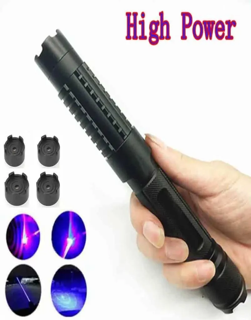 Torches de lampes de poche Torche laser bleu puissant 450 nm 50000m Pointeur de pointeur à focalisation Pen Lampe de poche Burn Match Candle Lit Cigar9949356