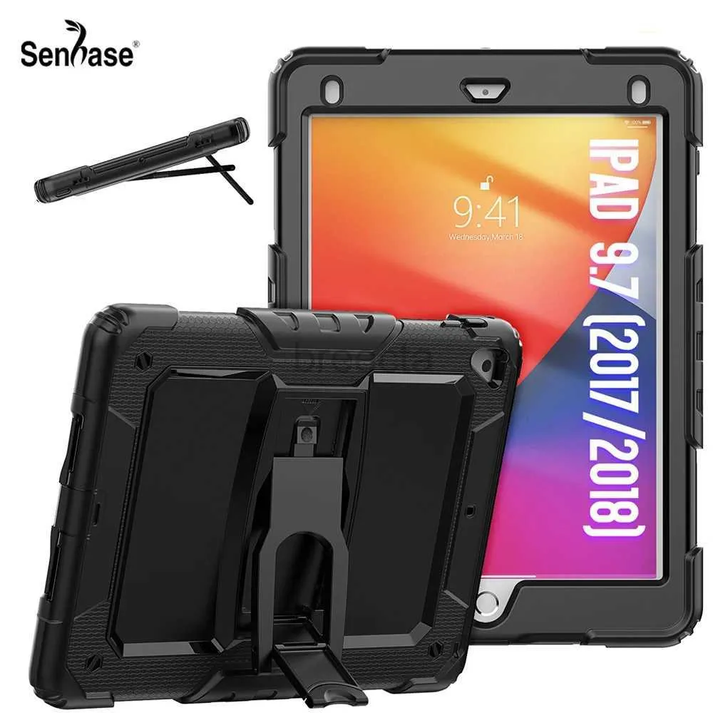 Tablet PC Cases Sacs pour iPad 9.7 2018 2017 AIR 2 PRO 9.7 2016 A1566 A1822 A1893 Case Kids Safe Silicon PC Hybride Stand Tablet Cover 240411