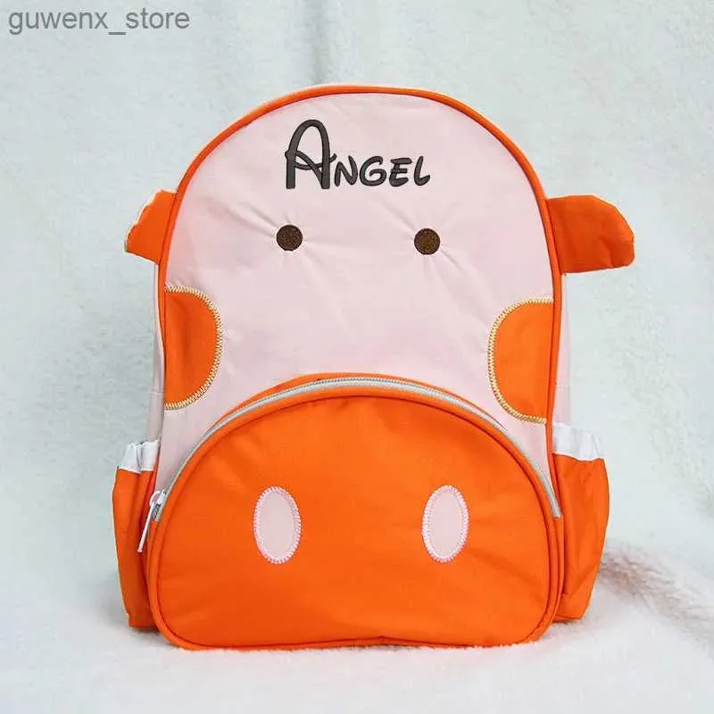 Rucksäcke Stickerei Name Personalisierte Elefant Rucksack Kinder Cartoon süße Schultasche Custom Name Tasche für Baby Girls Geschenktasche Y240411