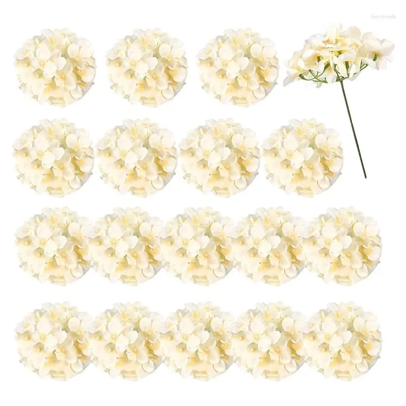 Fleurs décoratives Absf 18 pièces Hortensia Têtes de soie artificielle avec tiges pour le jardin de maison Baby Shower