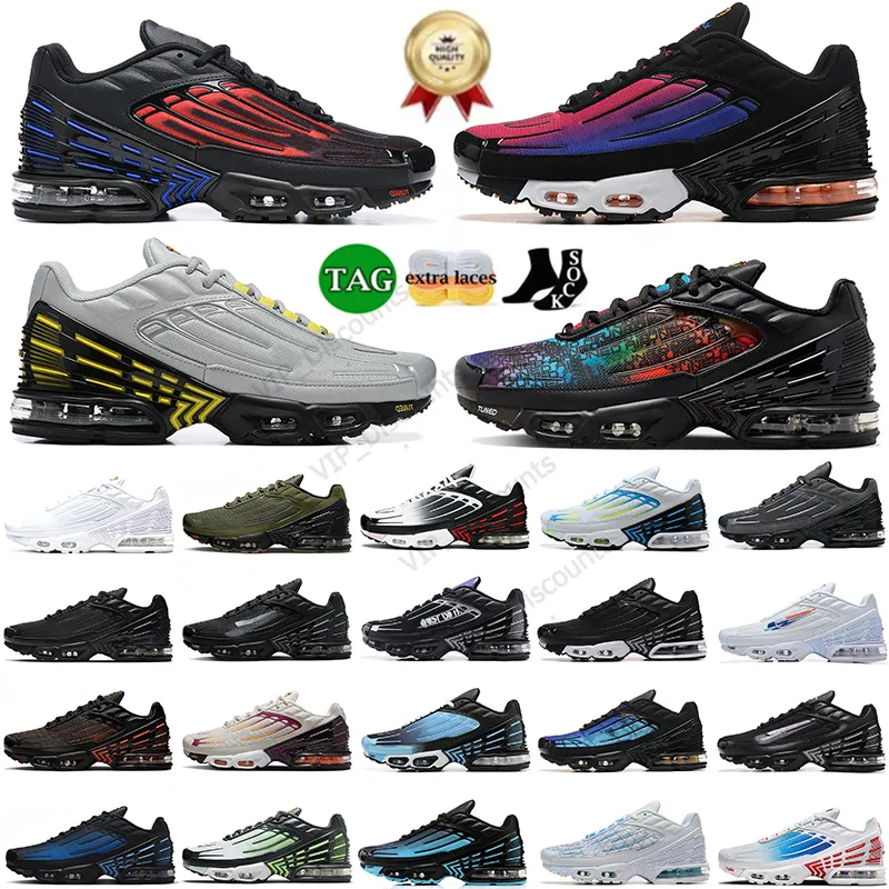 Designer TN Plus Sports Mens Running Shoes TNS Tnplus TN 3 Shoe Triple White Black 25 Anniversary Men Donne Allenatori sintonizzati Sneaker Sneakers Outdoor Size 39-46