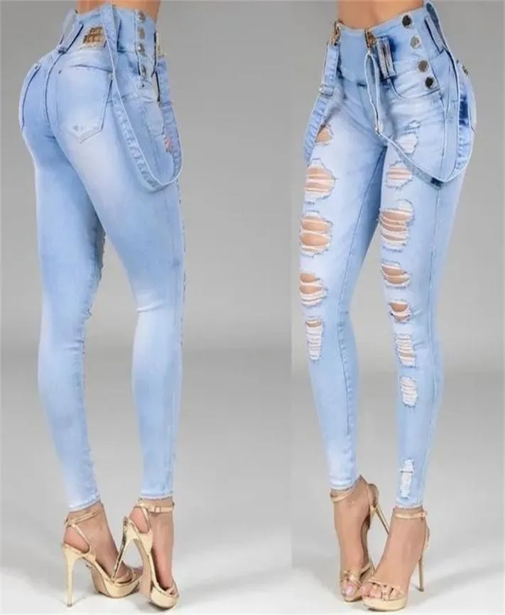 Donne jeans High High Wirse Driver Skinny Stine Stretchy Streetwear Ladies Hole Washed Bandage Denim Pants Pants Pantaloni 2204234157055