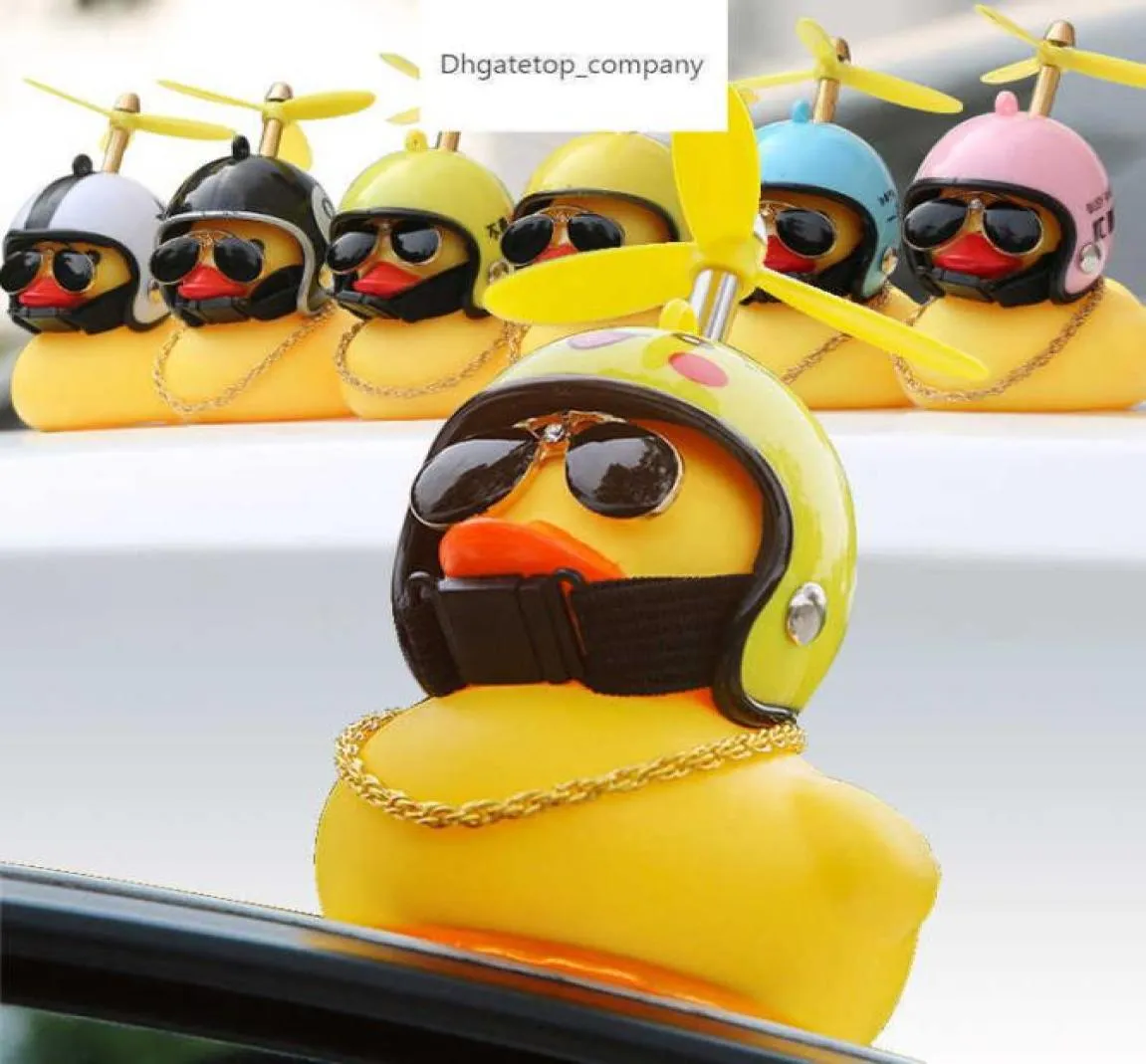 Car Decorations Duck With Helmet Propeller Rubber Cool Glasses for Styling Bike or Motorcycle Decoration Toy9907409