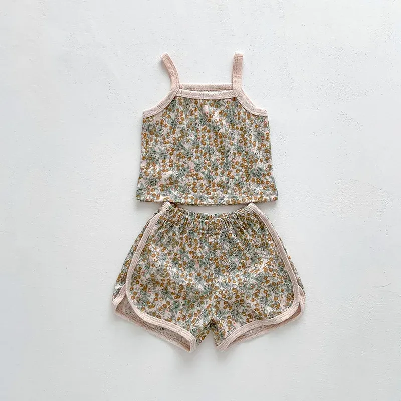 Milancel 2023 Summer Baby Clothing Set Mesh Girls CamiSole e Shorts 2 PC.