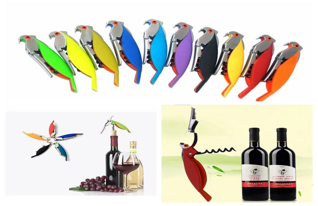 10 Colors Parrot Bottle Opener Bird Wine Corkscrew Opener Stainless Steel Wine Corkscrew Bar Tool Easy Use Creative Outdoor Gadget7418309
