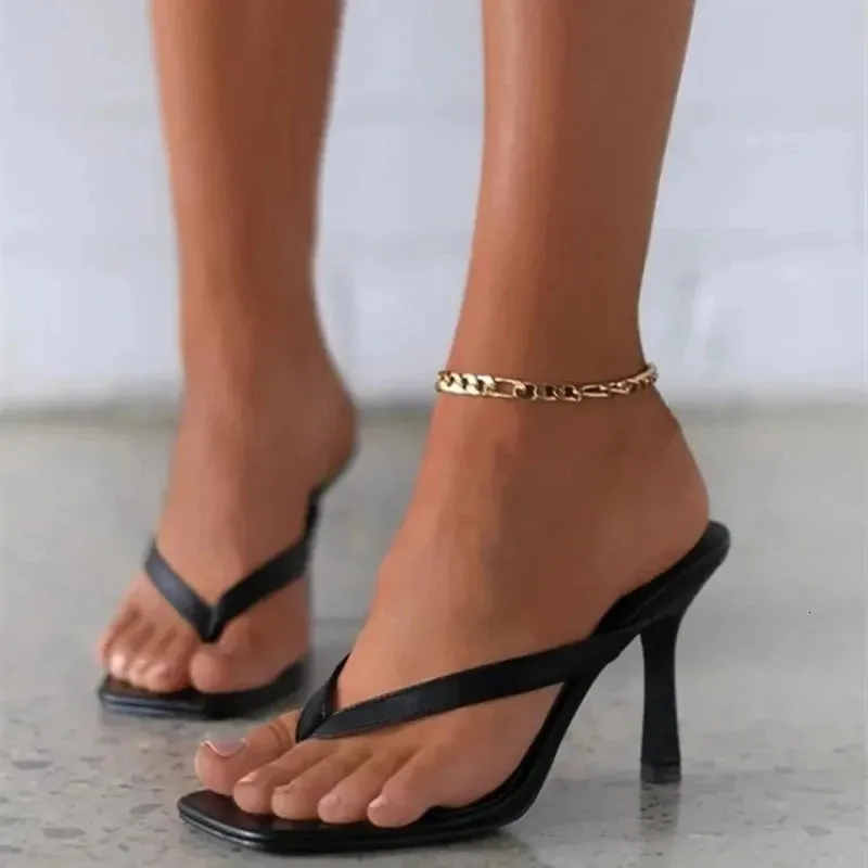 Summer Kampy Kobiety modne cienkie klapki buty kobiety wysokie obcasy seksowne damskie sandały plus size 42 240410
