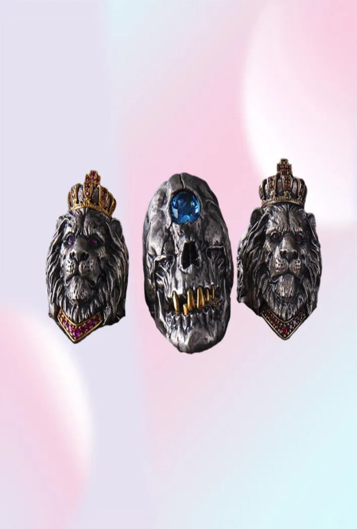 Punk Animal Crown Lion Ring für Männer männlicher gotischer Schmuck 714 Big Size7709176