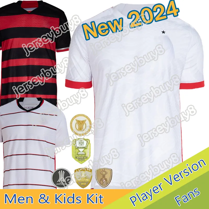 24 25 Jerseys de football Flamengo 2024 2025 Patch Football Shirt Camisa Gabi David Luiz Diego Gabriel Vidal de Arrascaeta Pedro Isla Men's Uniforme L Ortiz de la Cruz