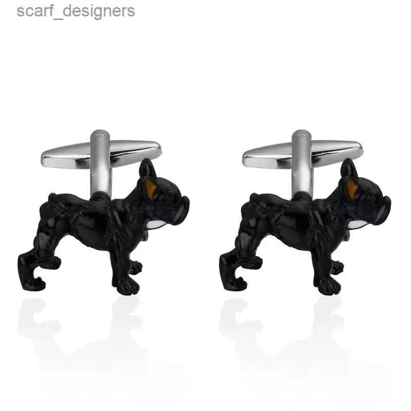 Cuff Links Hot Sale high Quality Laser Cufflinks Men French Excellent Cuff links Wholesale Black dog Cuff links New Design cuffs Y240411