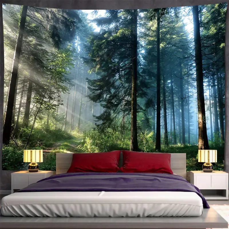 Scene Tree Forest Tapestry Tree Tapices Room Wall Art Home House Bedroom Eesthetic Decor för 2023 Tapiz Y2K Arazzi Hanging