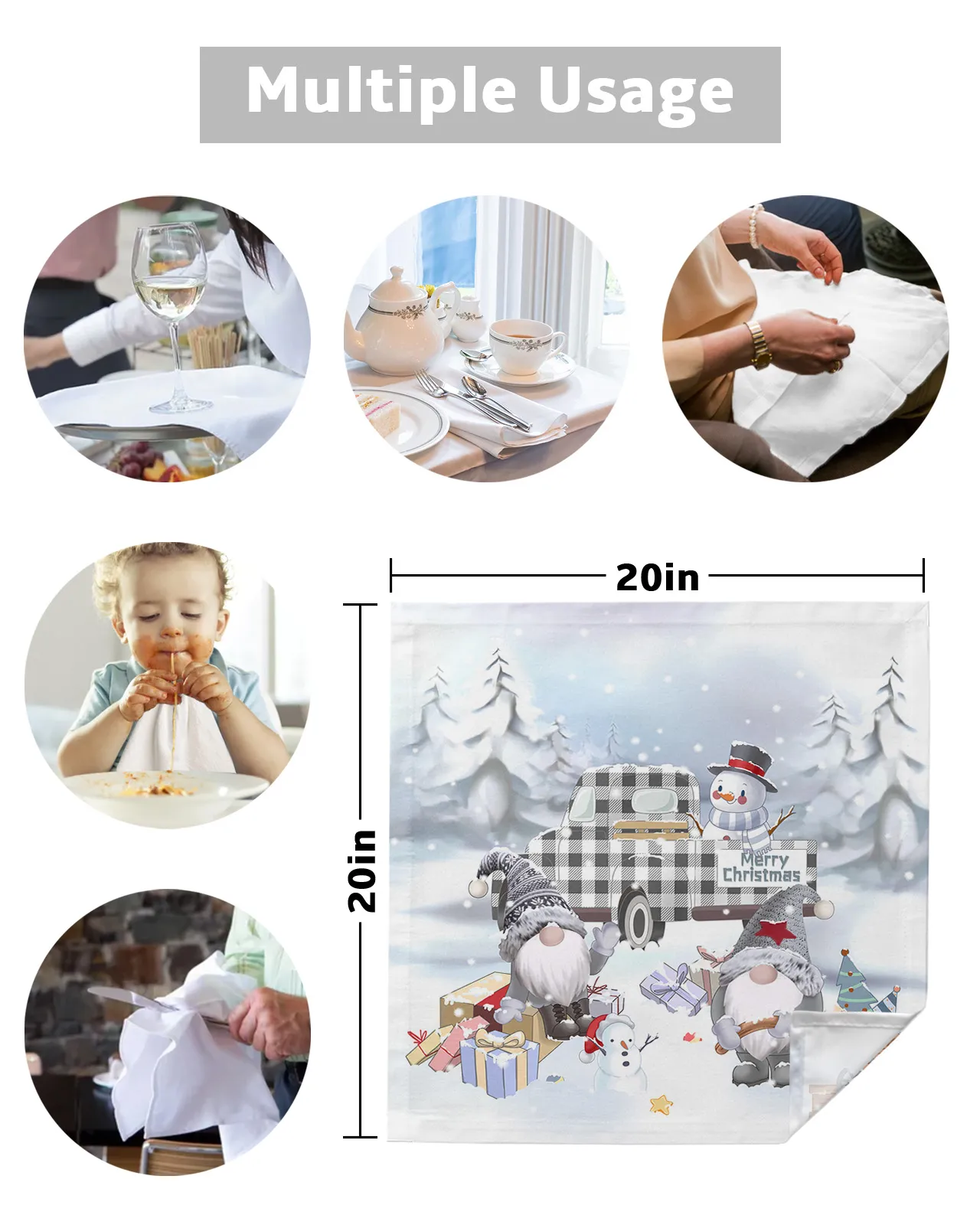 Weihnachtswagen Schneemann Geschenktisch Servietten Set Weihnachten Servietten Festival Home Hochzeitsfeier Abendessen Servietten Stoff