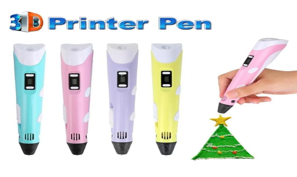 Tweede generatie 3D Printer Pen Diy 3 Packs PLA Filament Arts 3D Pen Tekening Creatief geschenk voor kinderen Design schilderen USB Cable CHA2199828